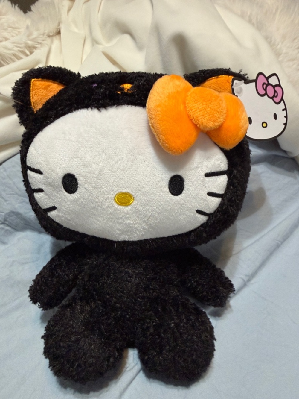 Hello Kitty Black Plush with Bright Orange Bow